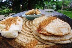 Popular banana pancakes! at Plernpai Vegetarian Cafe in Mae Hong Son