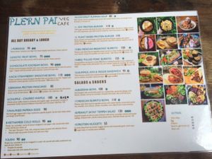 menu at Plernpai Vegetarian Cafe in Mae Hong Son