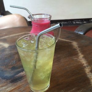 Jasmine Tea and Antioxydant booster at Plernpai Vegetarian Cafe in Mae Hong Son