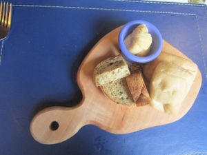 Bread and hummus, that came with the soup. at La Marmita in Punta Arenas