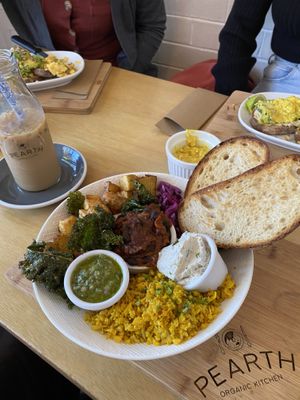 Breakfast hash with toast  at Pearth Organic Kitchen in West Leederville