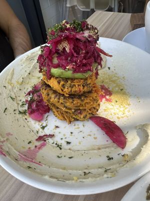 Fritter stack  at Pearth Organic Kitchen in West Leederville