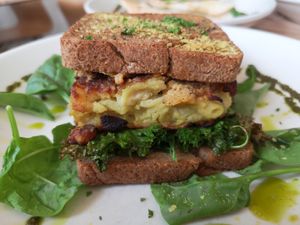 Vegan Mac n Cheeze Kale Toastie at Pearth Organic Kitchen in West Leederville