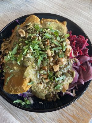 Pumpkin tamales (seasonal item)  at Juicy Brew - Kaimuki in Honolulu