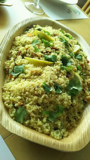 Bulgur with curcuma, coriander and roasted almonds (great, loved it!). at La Grainerie in Brussels