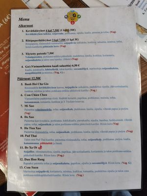 Menu 1 at VG Wok - Rauninaukio in Turku