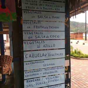 some of the vegan options at Cafe Mar in Puerto Lopez