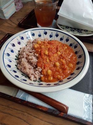 The wondeful chickpea curry with brown rice! at Salunpowaku in Minoo