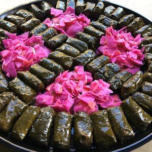 Vegan Grape Leaves and Pickled Turnips at Holyoke Hummus Company in Holyoke