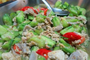 mixed vegetables and fresh tofu at Happy Mushroom - Food Stall in Chiang Mai