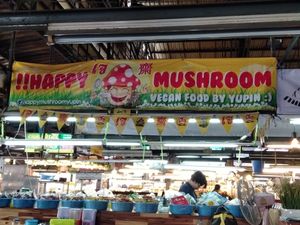 Shot from table.. Near the front entrance of the food court. at Happy Mushroom - Food Stall in Chiang Mai