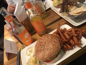 Omg Burger with sweet potatoes  at Cafe Blattgold in Kiel