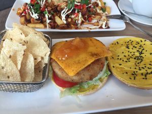 Indian Chicken Burger at Cafe Blattgold in Kiel