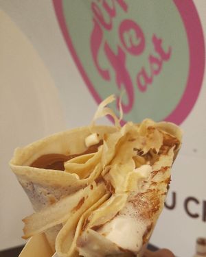Vegan chocolate, squirty cream and marshmallow crepe at FlipnFast in Newcastle Upon Tyne