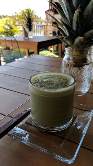 match latte on almond milk at The Yogi Bar in Puerto Vallarta