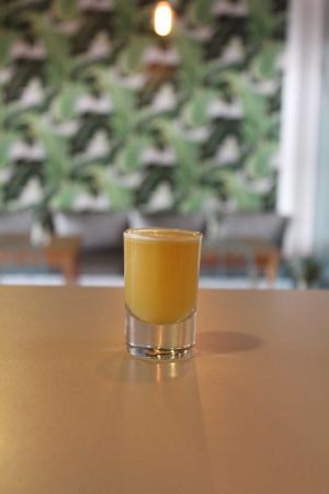 Turmeric and ginger shot  at The Yogi Bar in Puerto Vallarta