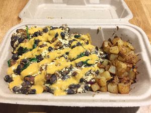 Large black bean scramble with Yukon Gold potatoes at Rabbits Cafe in Portland