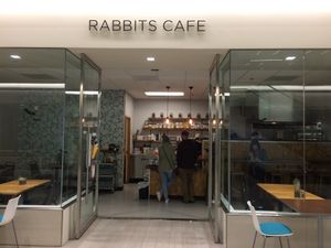 Front door at Rabbits Cafe in Portland