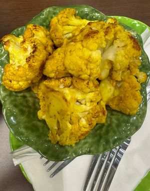 Curried cauliflower side #Veganuary at Rabbits Cafe in Portland