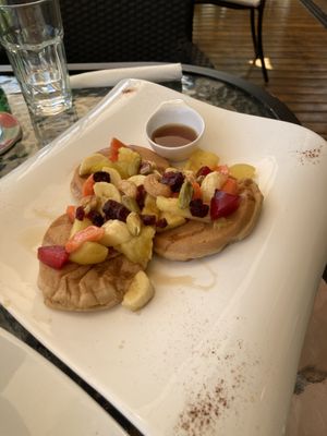 Vegan pancakes at Horizon Hotel and Yoga Center  in Santa Teresa