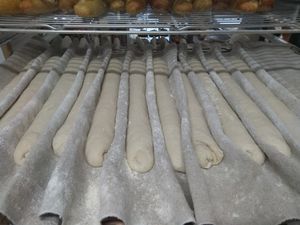Baguettes before the oven at Squitti in Utrecht