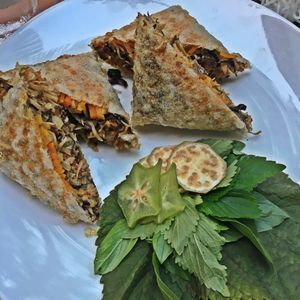 Square deep fried spring roll-soooo good!  at Hum Vegetarian - District 1 in Ho Chi Minh City