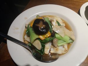 Crispy rice noodles in fermented bean sauce at Hum Vegetarian - District 1 in Ho Chi Minh City