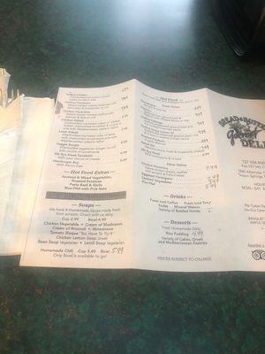 Menu at Bread and Butter Deli in Tarpon Springs