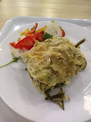 light lunch from the buffet - lasagna and salad, this came to just under 6 euros at Canape Incontro in Bologna