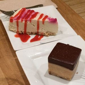 Cheesecake and caramel slice at Rawlicious Ottawa in Ottawa