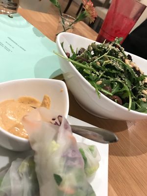 Fresh rolls and kalamata salad at Rawlicious Ottawa in Ottawa