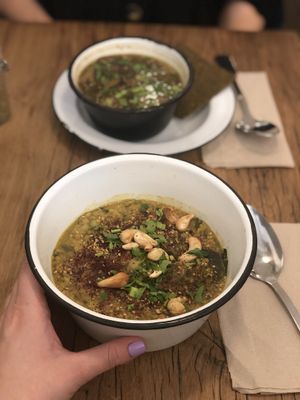 Delicious dhal and a miso shiitake in the background - so good at Wild & The Moon - rue Charlot in Paris