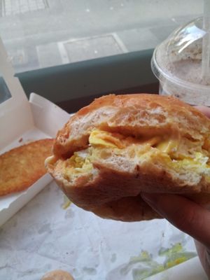 The Tibet big brekky bun, hashbrown and an Oreo shake - all vegan straight off the menu at Lord of the Fries in Northbridge
