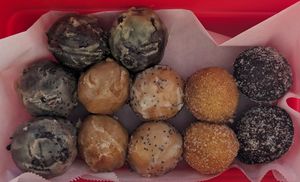Cookies & Cream, Matcha Chocolate, Maple, Lemon Poppyseed, Cinnamon Sugar, and Chocolate at Bigwig Donuts in Salem
