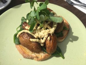 Vegan Benedict with Cashew 'Hollandaise' at Love Kitchen in Pokolbin