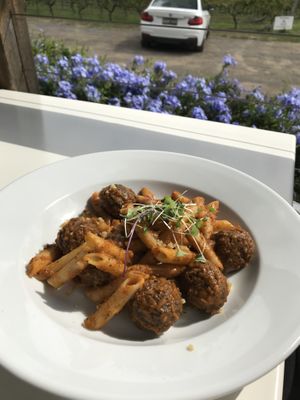 vegan meatballs! at Love Kitchen in Pokolbin