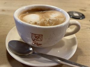 Cappuccino lait d’amande  🌱   at Le Pain Quotidien - Sablon in Brussels