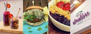 vegan burgers, salads, dips, wraps at Almalibre Acai Bar in Valencia