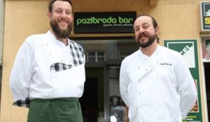 the owners at the front door at Pazibroda in Kielce