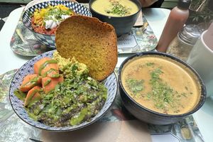 Botanical menu with saag bota and miso broth  at Le Botaniste - UES in New York City