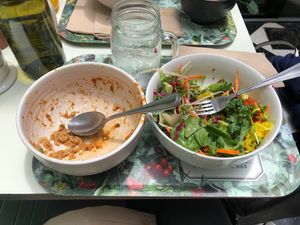 Salad and all gone chili  at Le Botaniste - UES in New York City