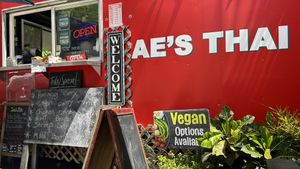 Vegan Options sign!  at Ae's Thai Kitchen - Food Truck in Hana
