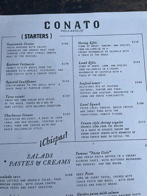 Menu 1  at Conato 1910 in Valladolid
