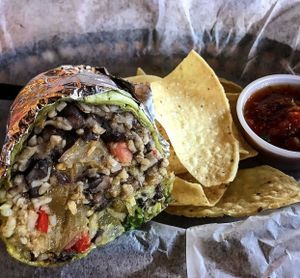 Vegan hard at Freebirds World Burrito in Midland