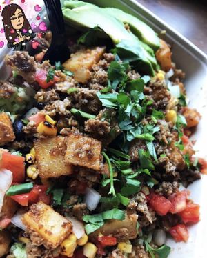 Beyond meat burrito bowl at Freebirds World Burrito in Midland