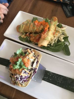 Jackfruit flautas & Taco  at No Bones Beach Club in Seattle