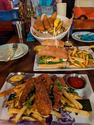 Chicken tenders, bhan mi, fish and chips  at No Bones Beach Club in Seattle