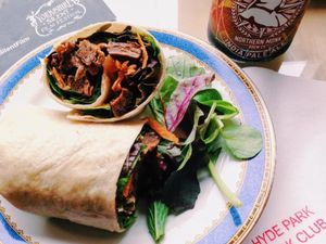 Teriyaki 'beef' salad wrap at Hyde Park Book Club in Leeds