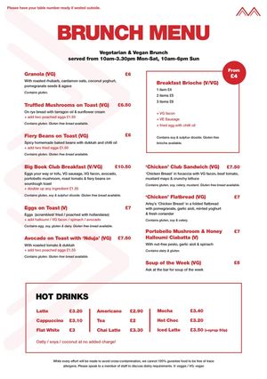 Brunch Menu at Hyde Park Book Club in Leeds