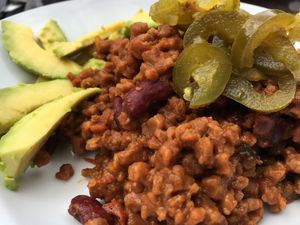veggie butcher beef & avocado bowl  at Hyde Park Book Club in Leeds